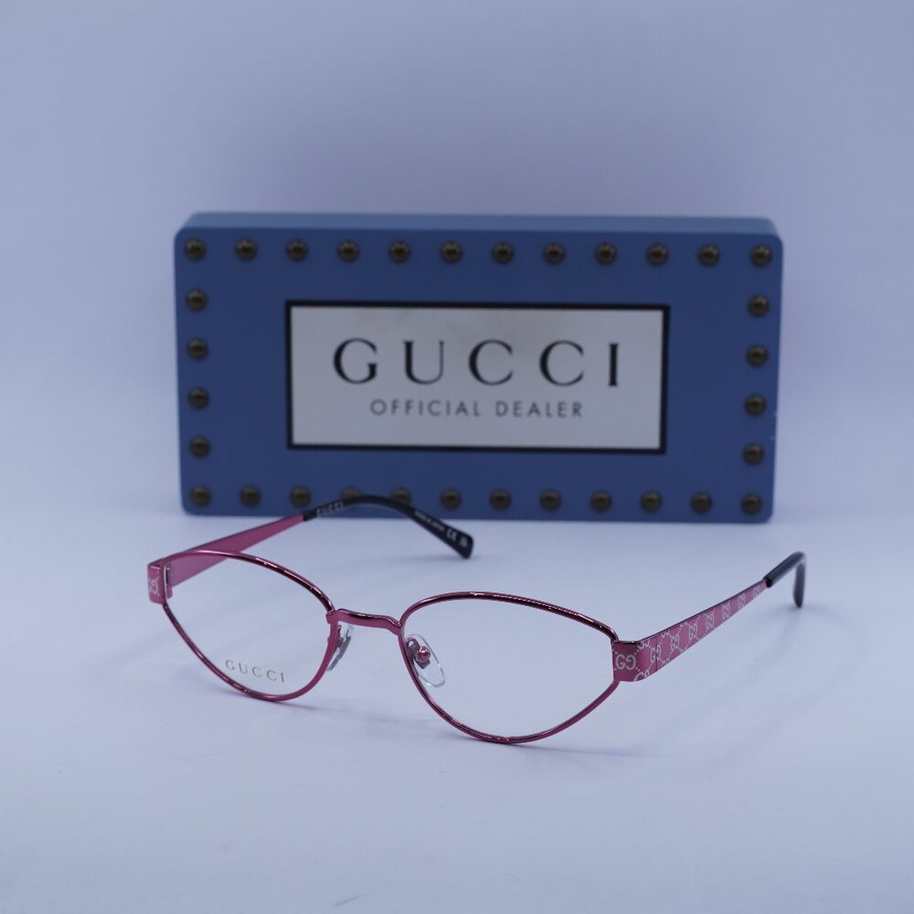 Gucci GG1853O 003 Cat Eye Eyeglasses - Fuchsia with GG Pattern 54mm